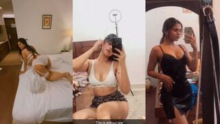 Sexy girl teasing in lingerie and playing with boobs
