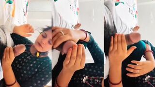 Wife's hot blowjob before night sex