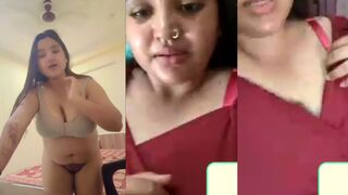 Hot chubby maal getting nude on snapchat video call and bathing