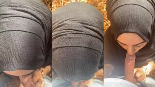 Sexy Hijabi gf giving blowjob outdoor