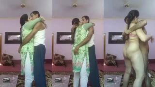 Husband strips wife and eats pussy before fucking