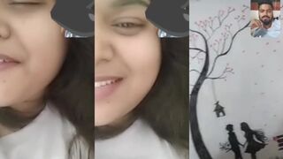 Cute girl showing her boobs on video call